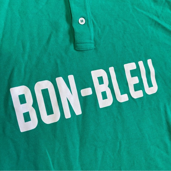 Men’s green Bon bleu designer polo shirt - Picture 3 of 5